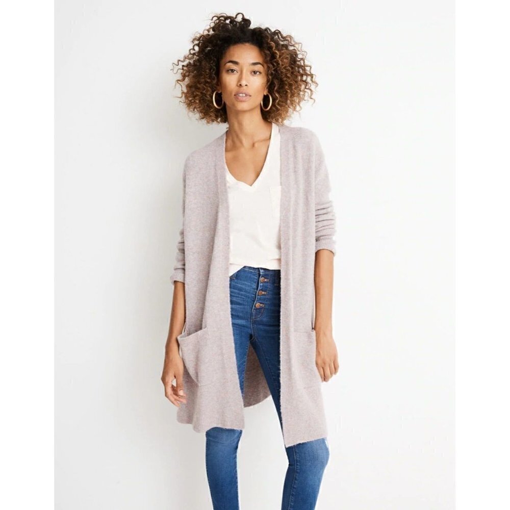 Madewell Kent Cardigan Sweater‎ Mauve Pink Merino Alpaca Blend XS